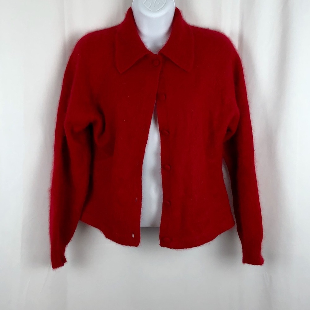Ann Taylor Angora Blend Collared Button Cardigan L - image 1